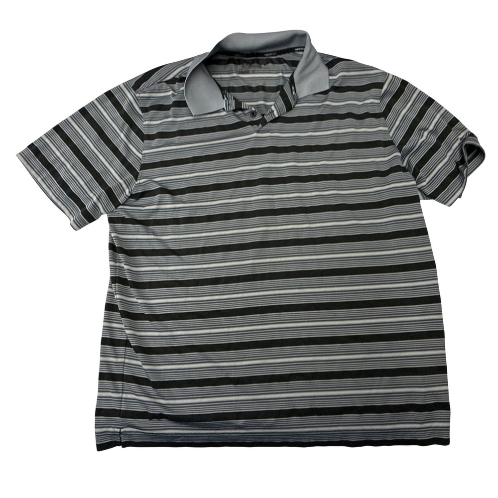 Nike Golf‎ Tour Performance Mens XL Grey Black Striped Polo Shirt 19844-075